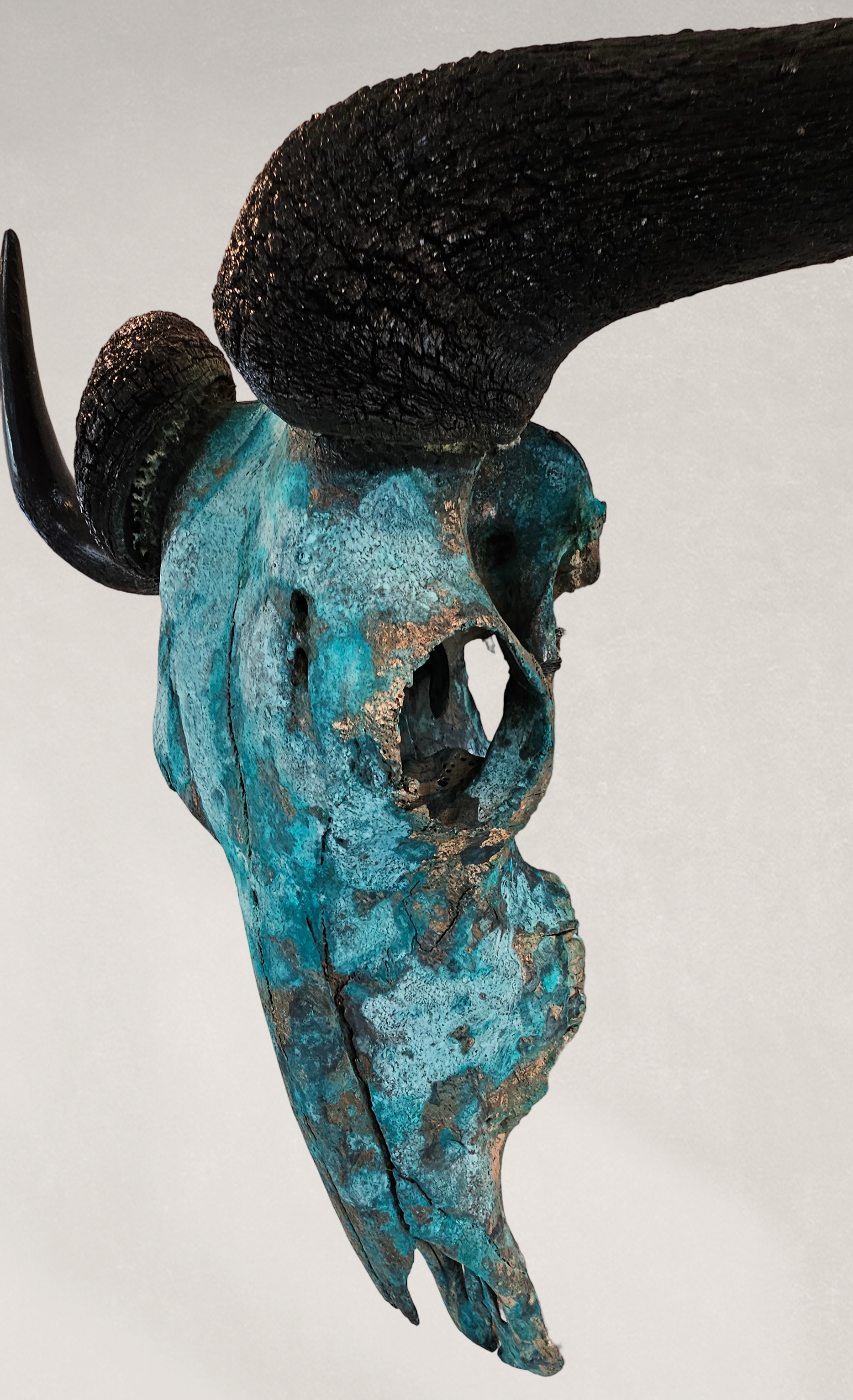 Wildebeest Skull - Copper Leaf Gilded & Patinated Skull