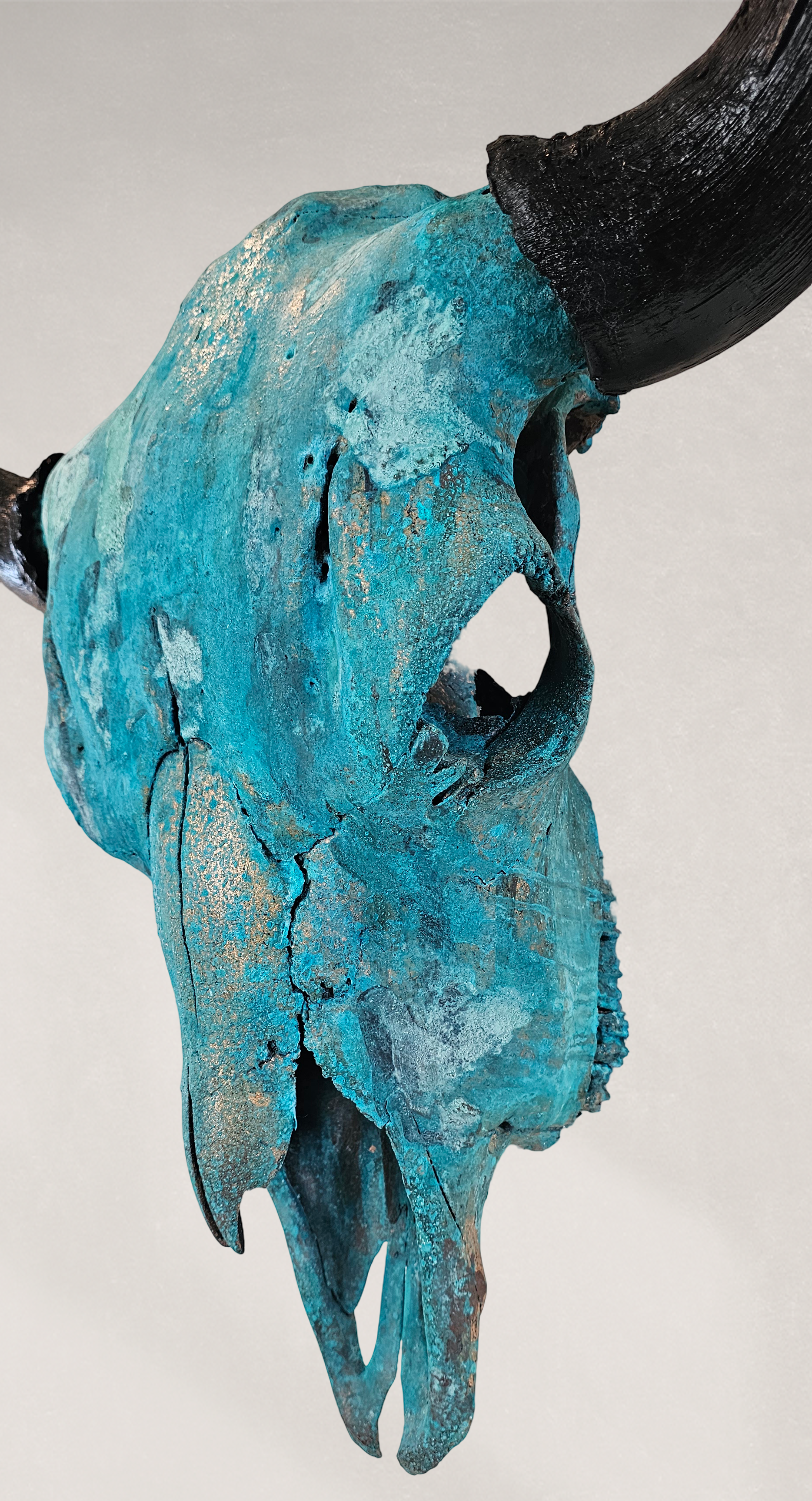 Buffalo Skull - Copper Leaf Gilded Skull & Patinated