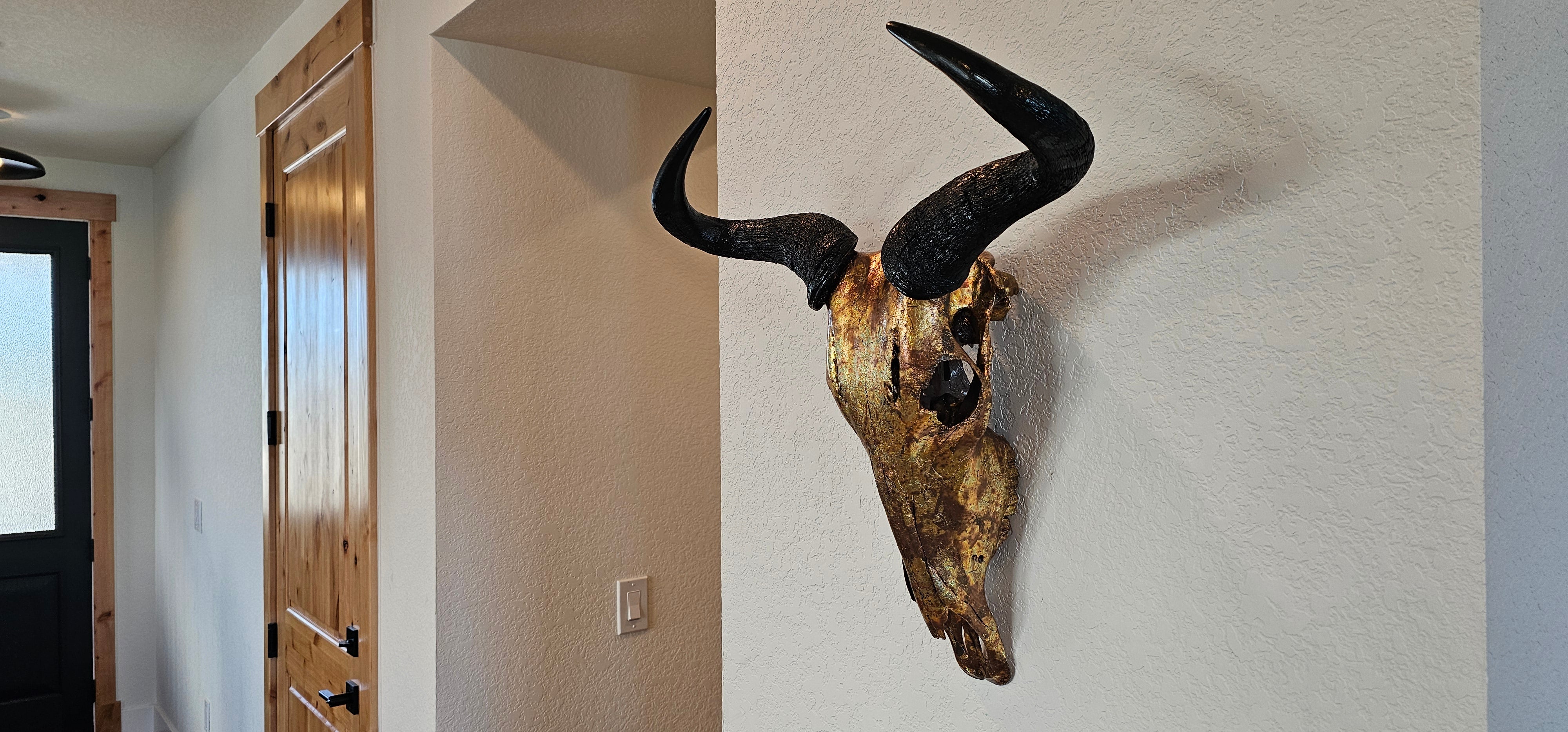 Wildebeest Skull- Antique Bronze Gilded Skull