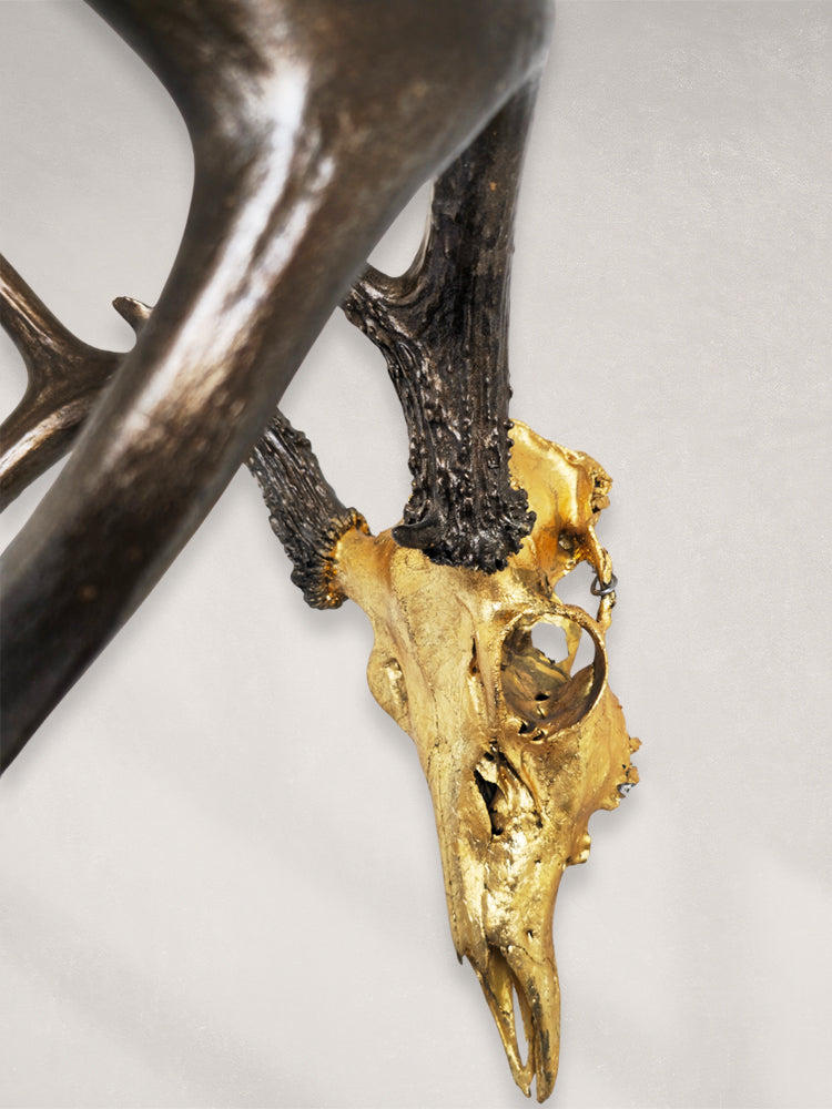 Deer Skull – 24K Gold Gilded Skull with Painted Horns
