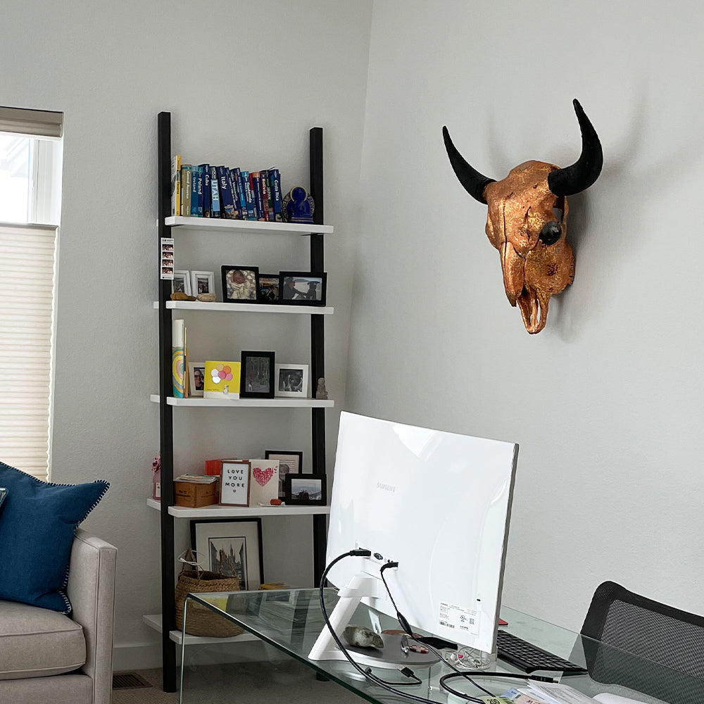 Buffalo Skull – Gilded Orange Variegated Gold Leaf Skull