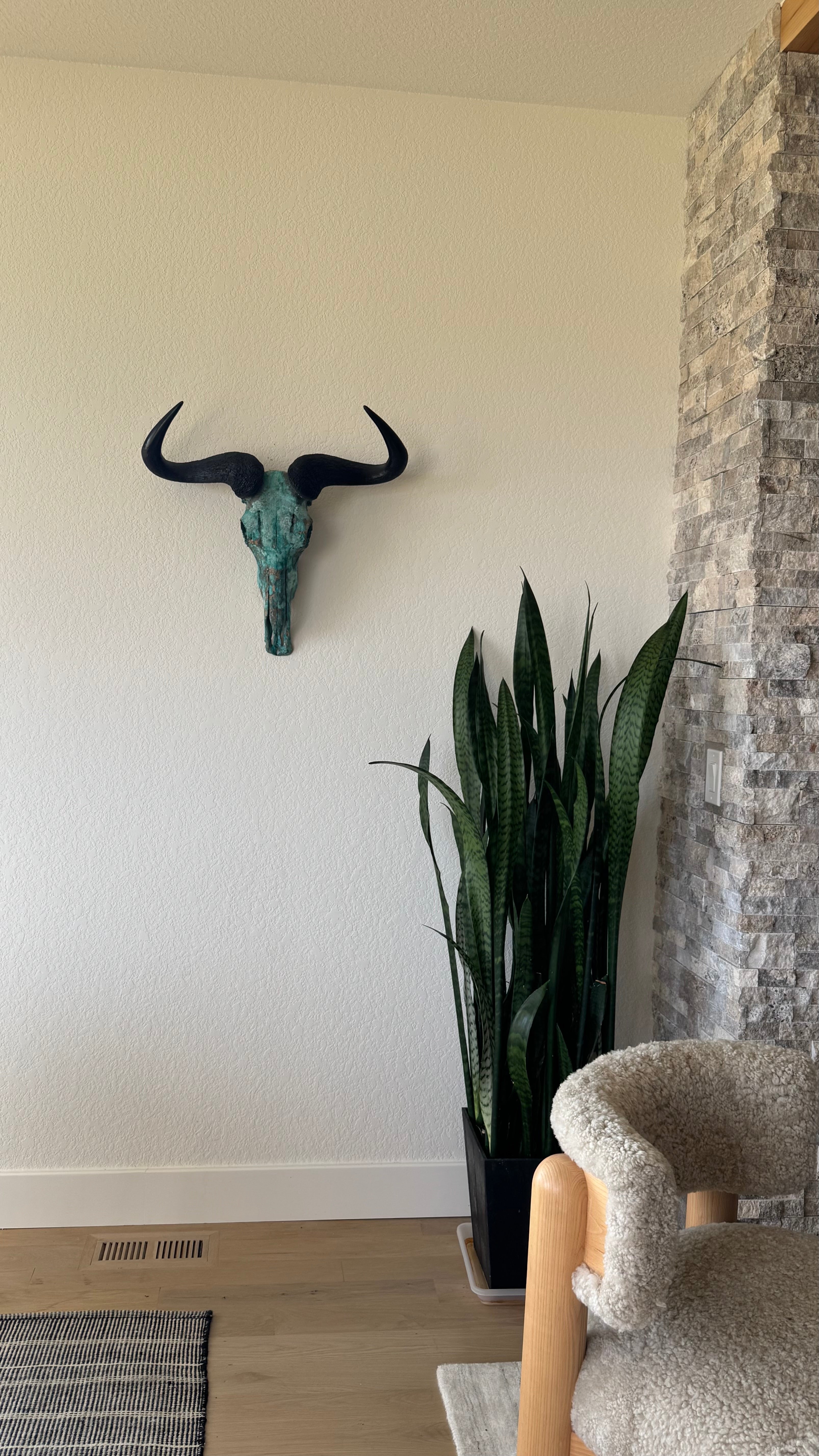 Wildebeest Skull - Copper Leaf Gilded & Patinated Skull