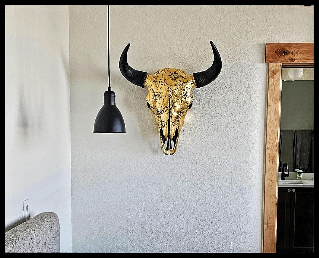 Buffalo Skull – 24K Gold Gilded Skull #2