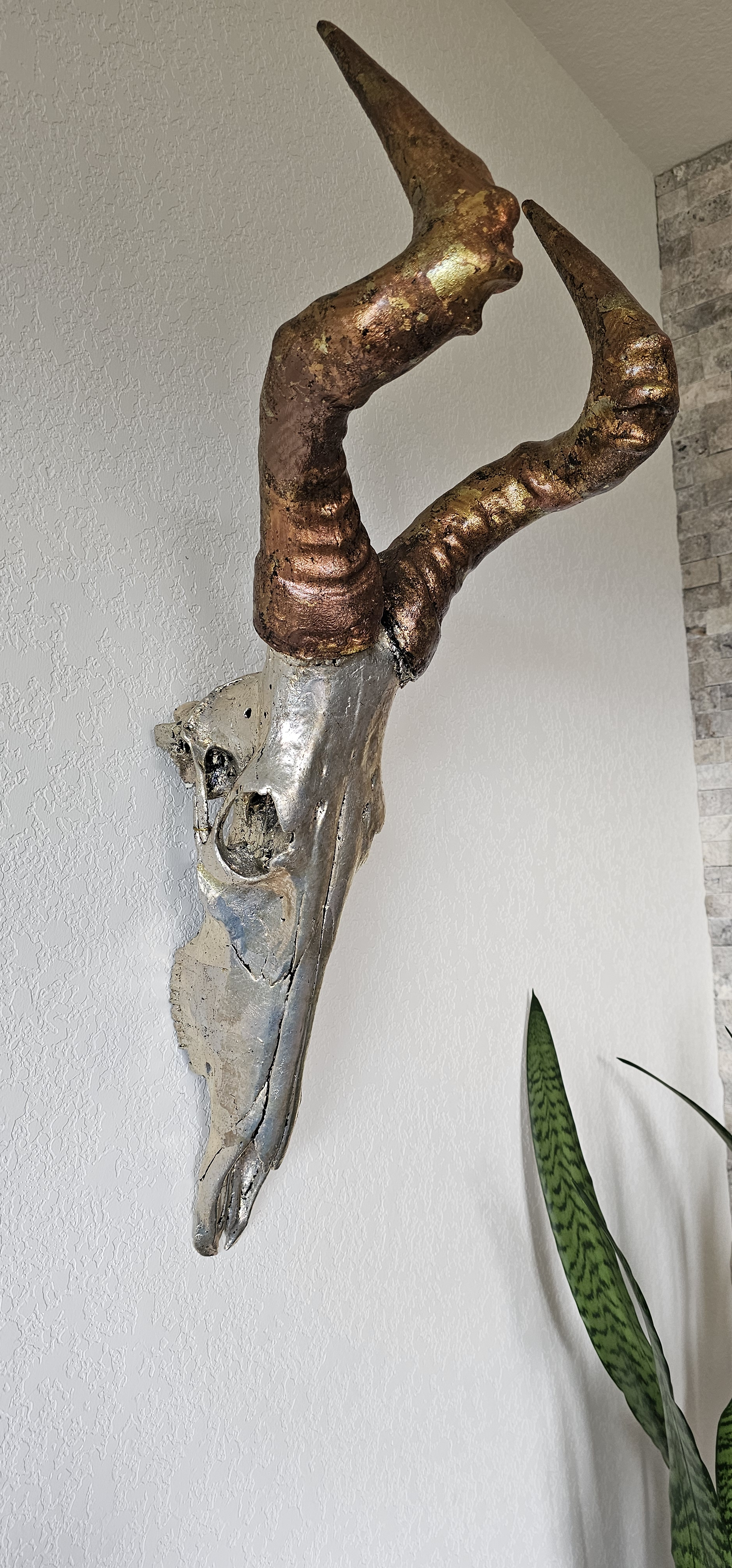 Hartebeest Skull – Pewter Leafed Hartebeest Skull with Bronze Leafed Horns