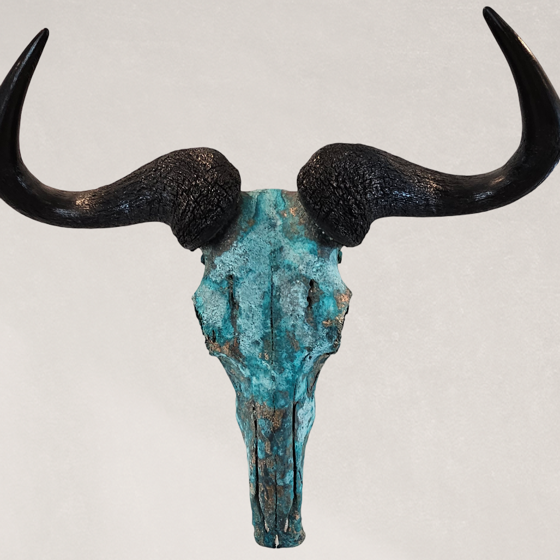 Wildebeest Skull - Copper Leaf Gilded & Patinated Skull