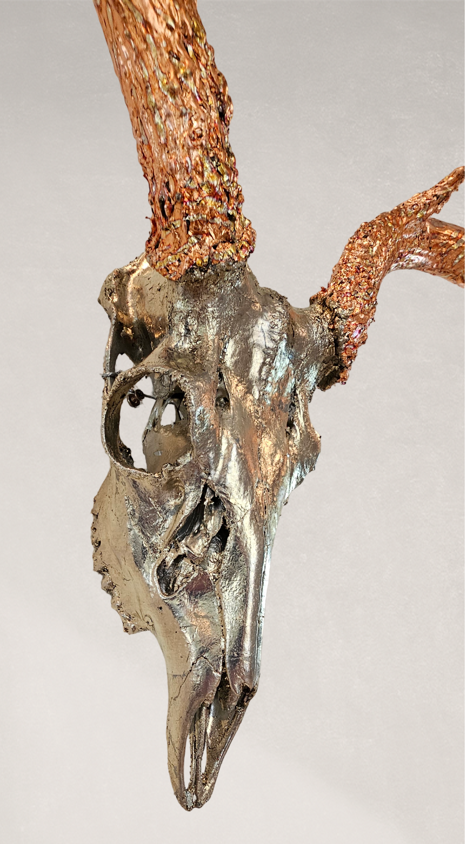 Deer Skull - Pewter and Variegated Leaf Gilded Skull