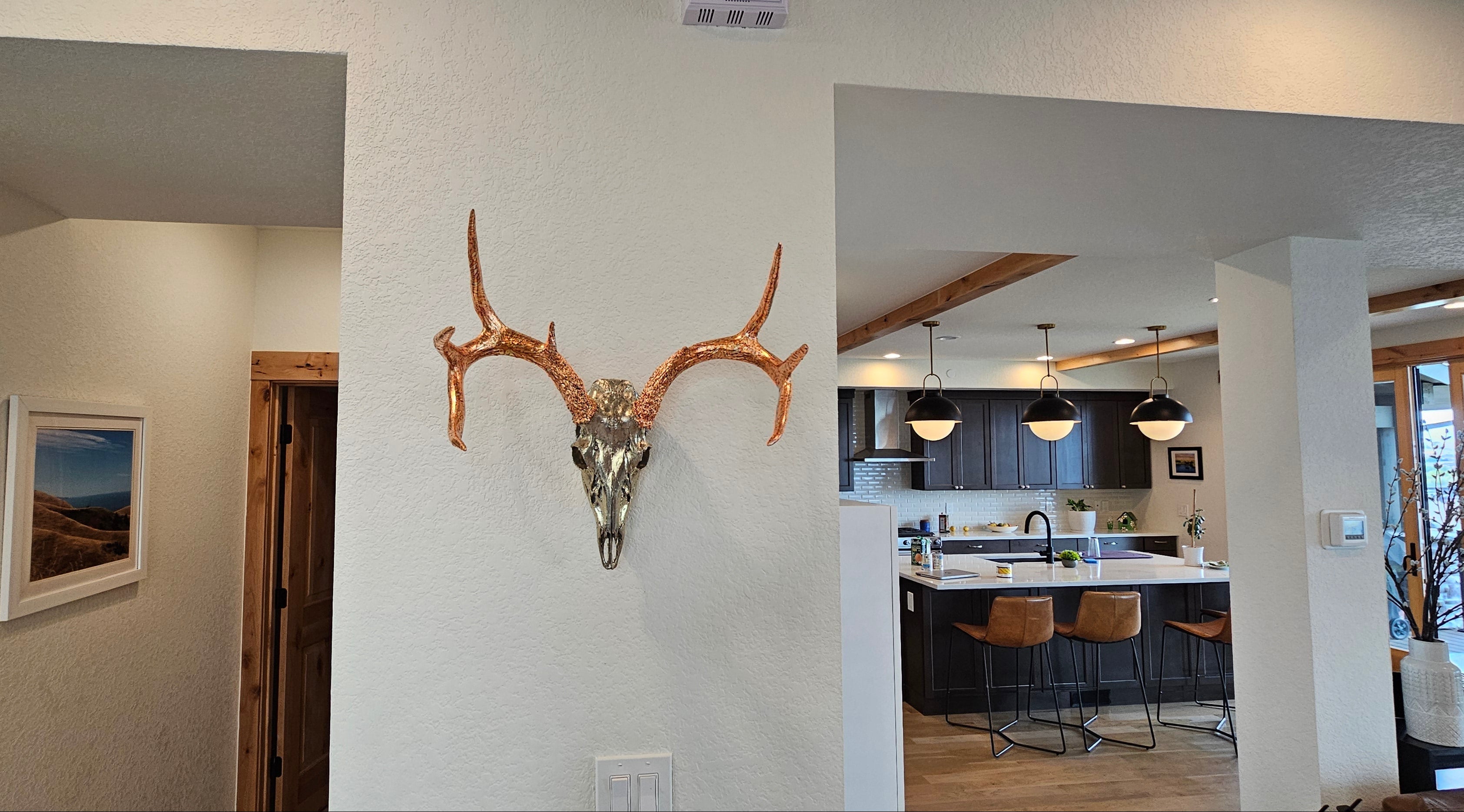 Deer Skull - Pewter and Variegated Leaf Gilded Skull