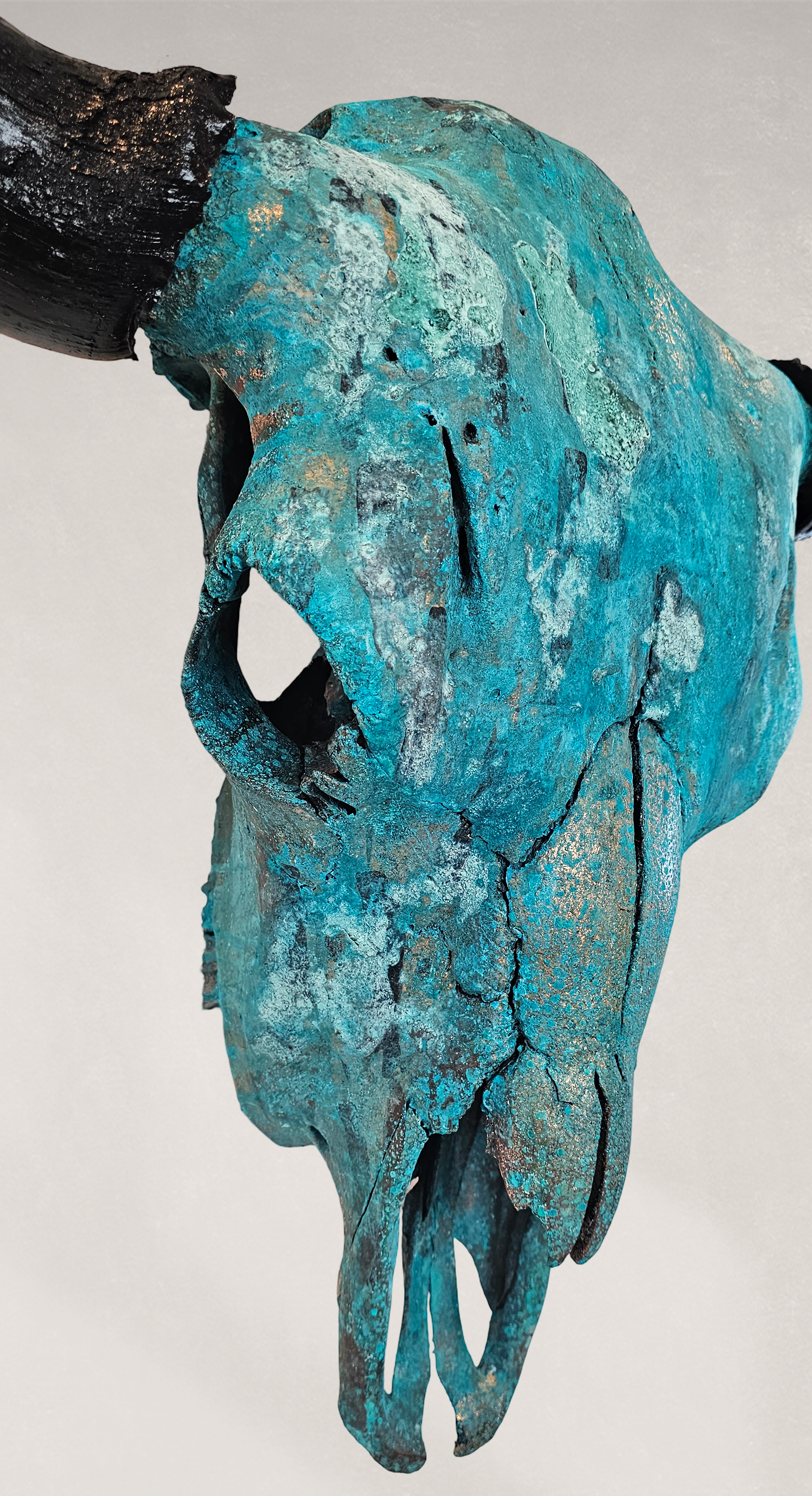 Buffalo Skull - Copper Leaf Gilded Skull & Patinated
