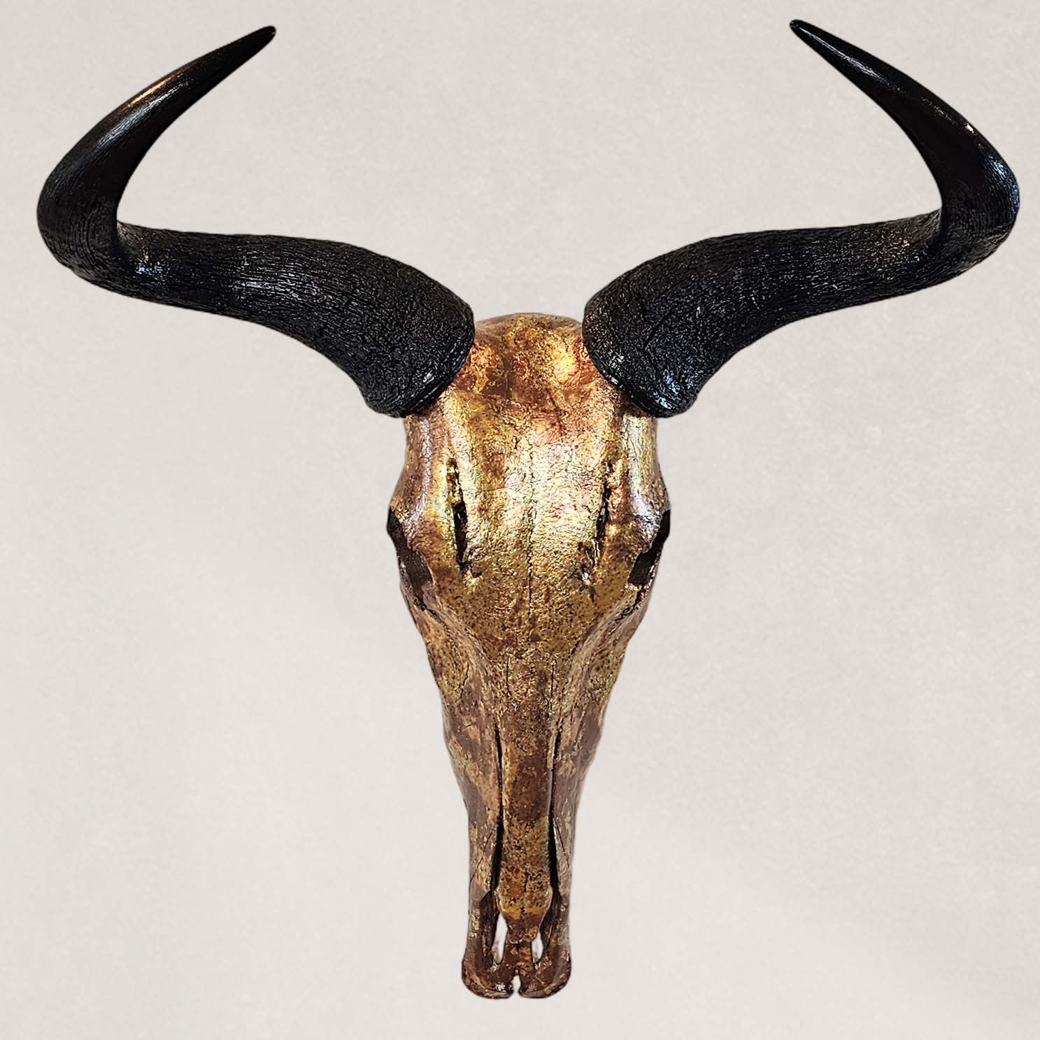 Wildebeest Skull- Antique Bronze Gilded Skull