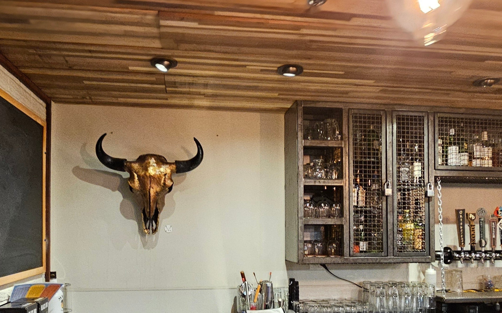 Bronze Leaf Gilded Buffalo Skull