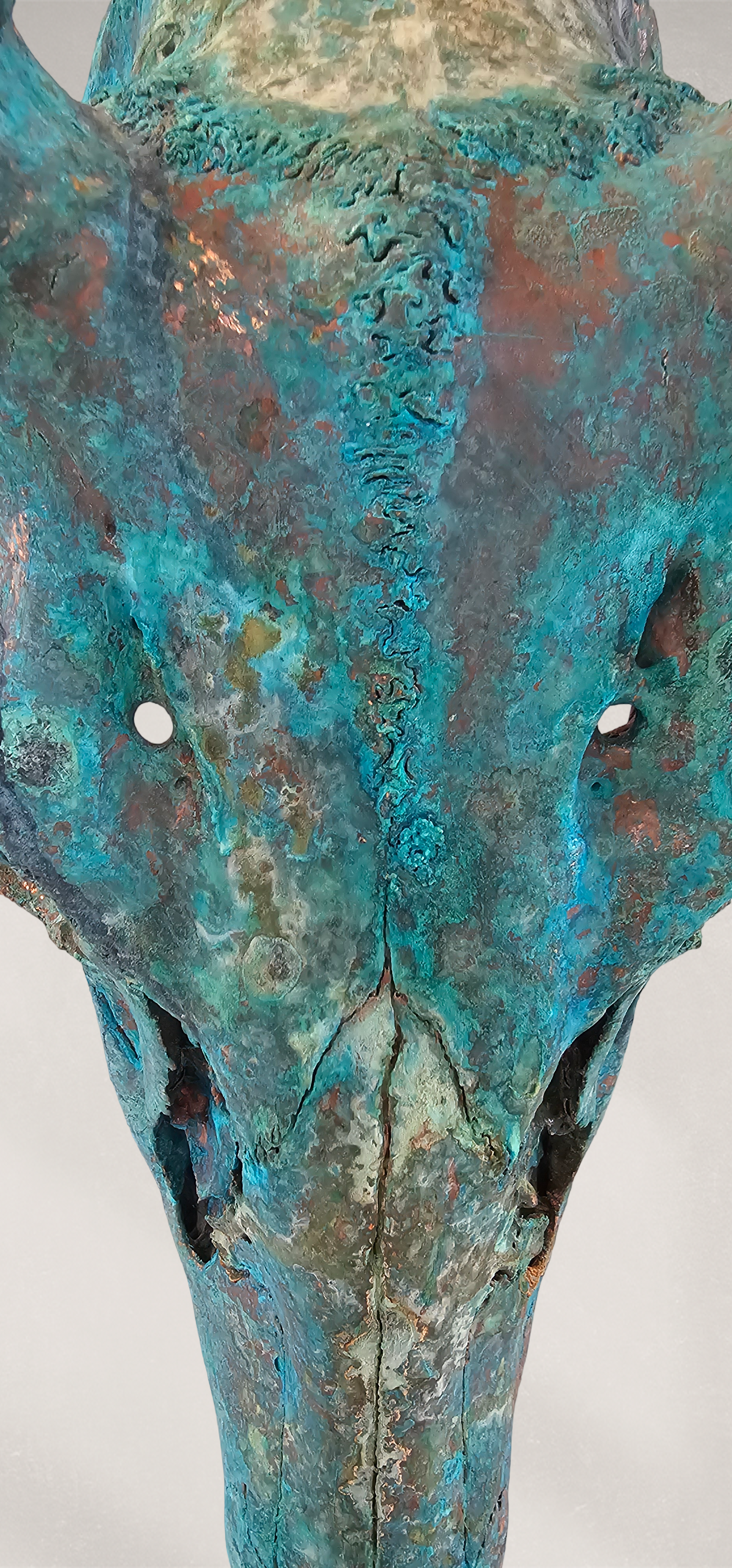 Copper Leaf Gilded & Patinated 10pt Whitetail Deer Skull