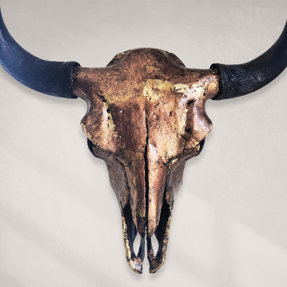 Buffalo Skull – Bronze Leaf Gilded Skull