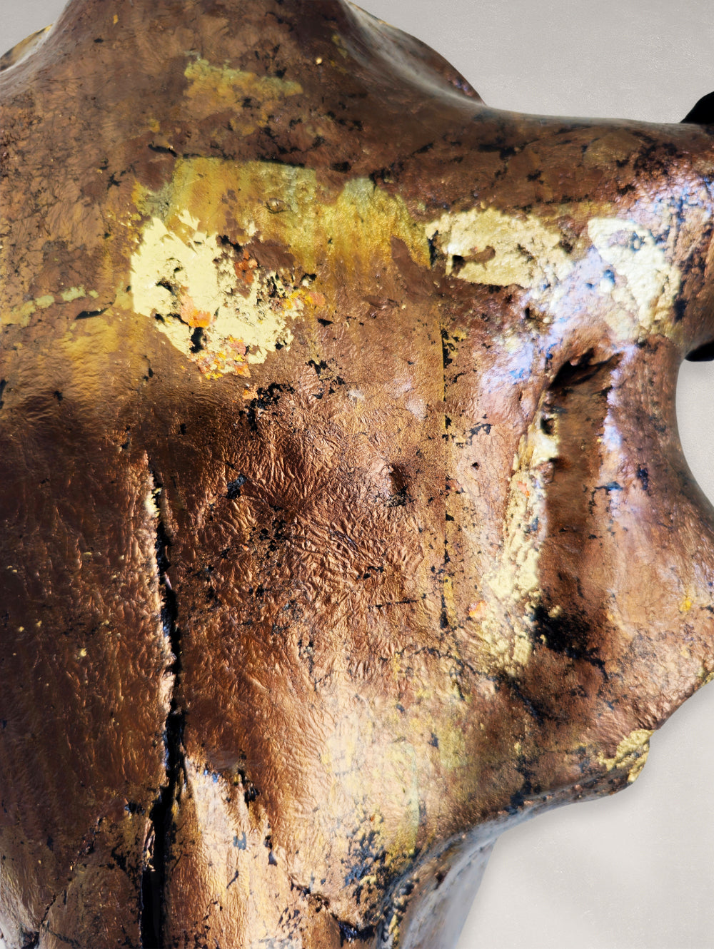 Buffalo Skull – Bronze Leaf Gilded Skull