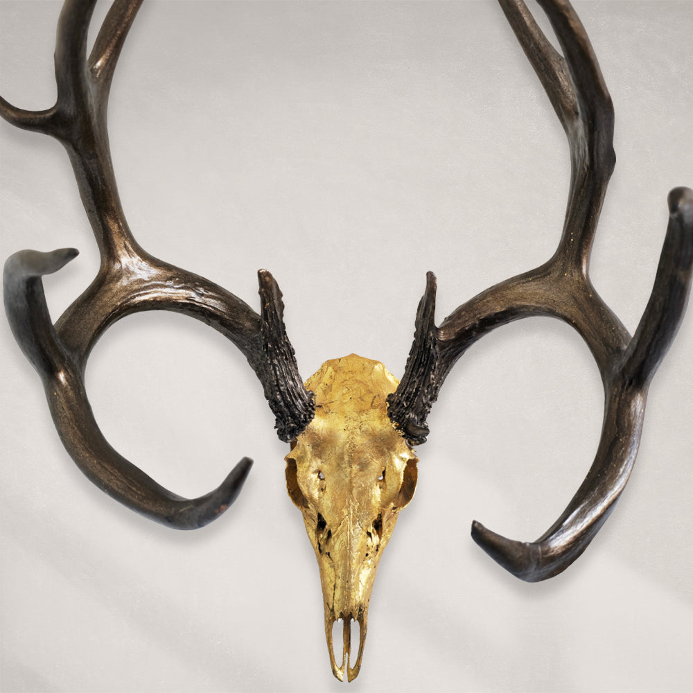 Deer Skull – 24K Gold Gilded Skull with Painted Horns