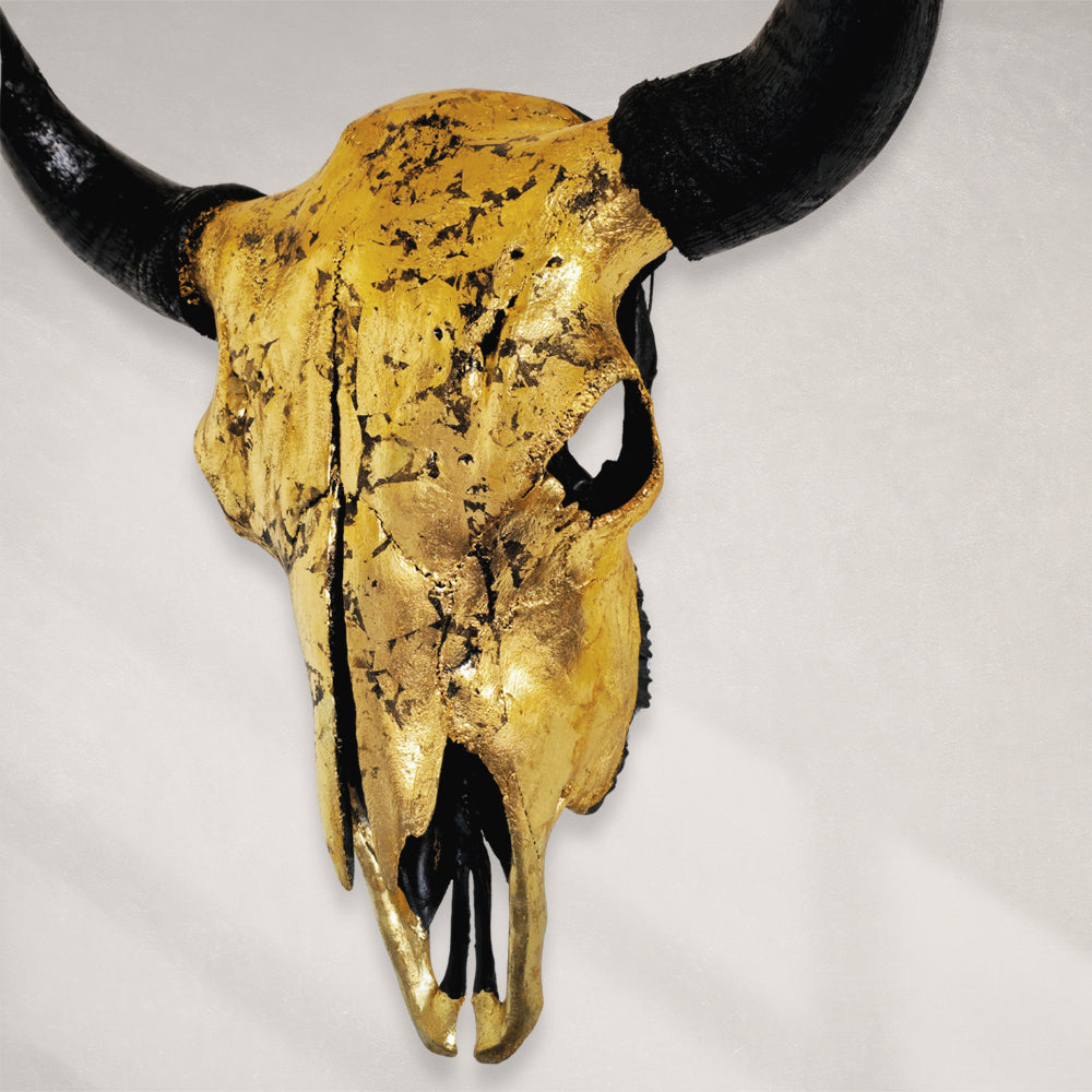 Buffalo Skull – 24K Gold Gilded Skull #2