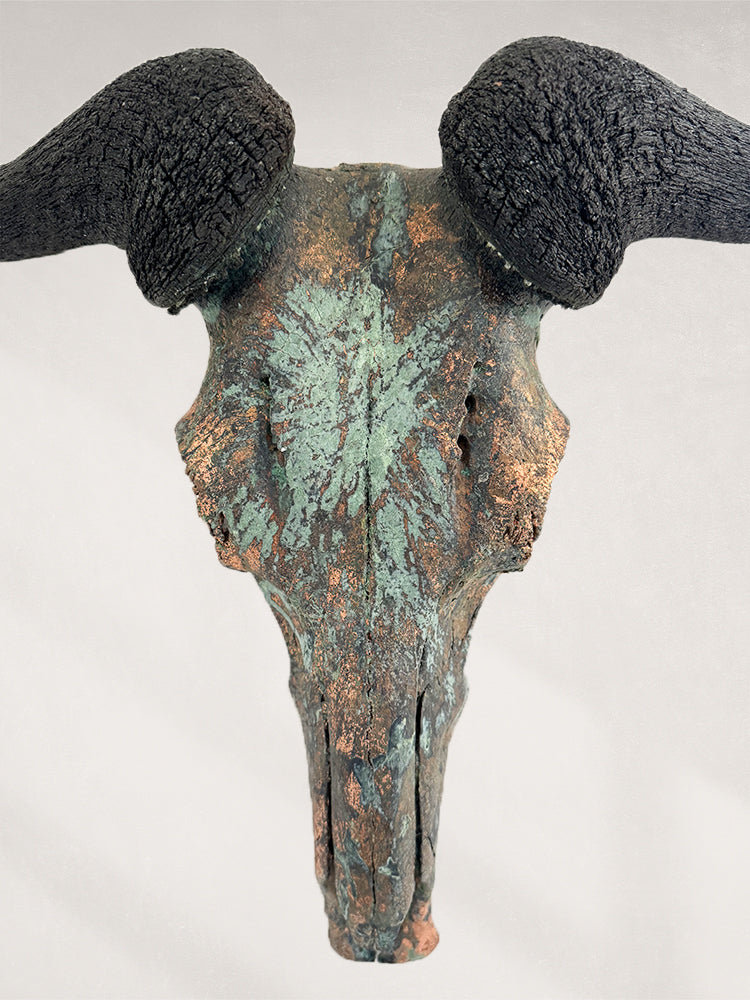Wildebeest Skull - Patinated Copper Leaf