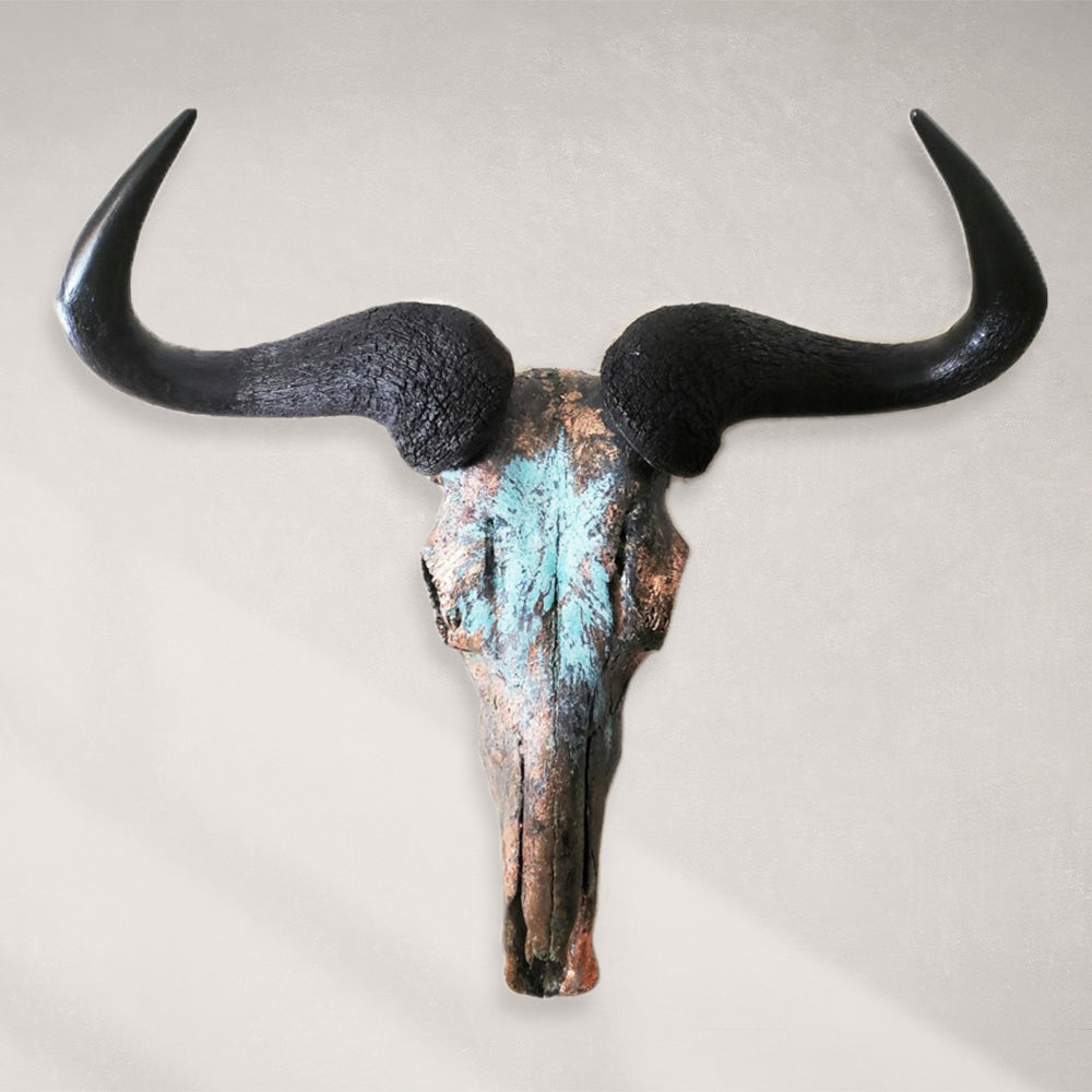 Wildebeest Skull - Patinated Copper Leaf